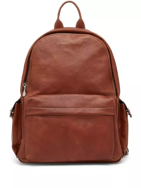 Brunello Cucinelli logo-stamp leather backpack Men 0114